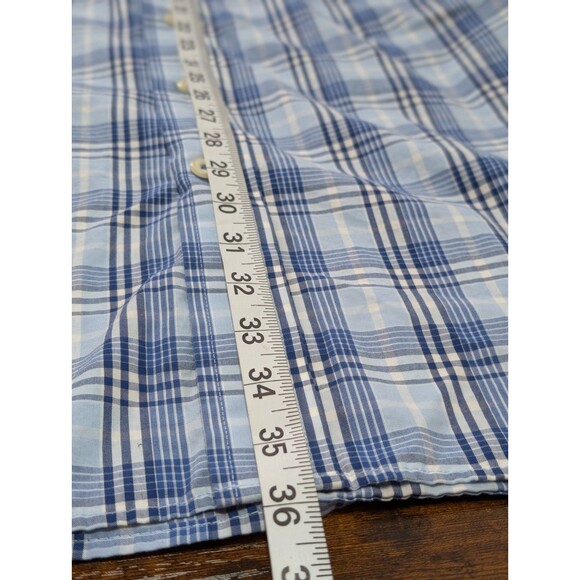 IZOD-Mens Long Sleeve Button Down Shirt-4XL XXXXL-Blue Plaid-Casual-100% Cotton - Picture 7 of 8